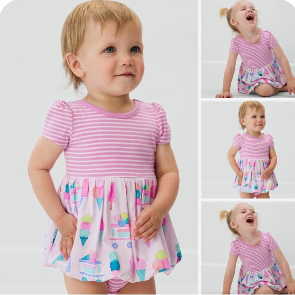 Little sleepies pink scoops bodysuit bubble dress